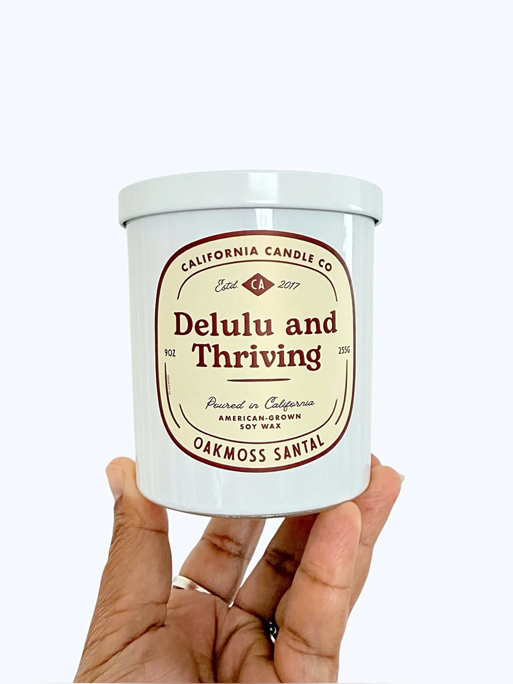Leoben Company Delulu and Thriving Oakmoss Santal Candle - White